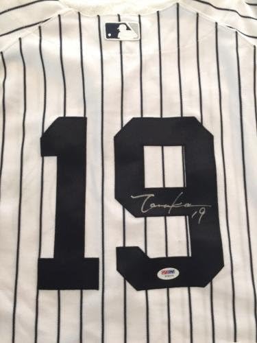 New York Yankees Masahiro Tanaka Játék Használt Aláírt, 2014-Ben Nyerni Jersey Steiner Psa - MLB Meccset Használt Mezek