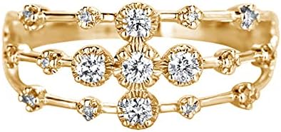 2023 Női Gyémánt Áttört Gyűrű Cirkon Eljegyzési Gyűrűt Szia Alacsony Gyűrű Lánya (Arany, 9)