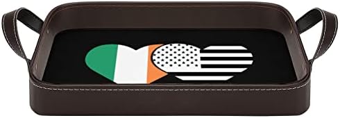 Írország Fekete Amerikai Zászló Bőr Tálca Szervező Z Tálca fogantyúval Dekoratív Tálca Haza, Konyha, Nappali