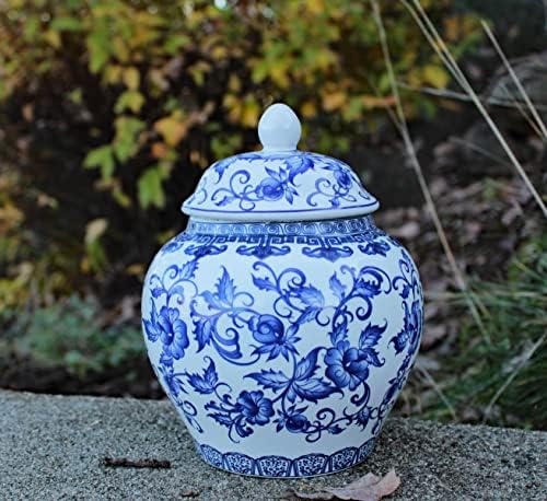 Kék-Fehér Porcelán Díszítő Templom Sisak Jar (Virágos Inda)