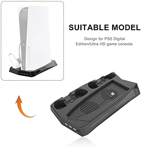 n/a Töltés Állni a hűtőventilátor 3 USB Hub Töltő Port Hűvösebb Kezelni Töltő PS5 Játék Tartozékok
