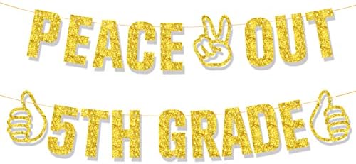Ushinemi Béke 5 Fokozatú Dekorációk, 2023 Ötödikes Banner, Arany Glitter 5 Fokozatú Parti Dekoráció Fiúk Lányok