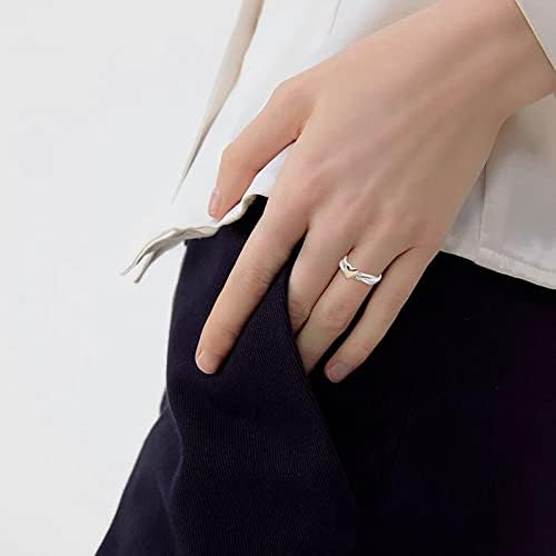 Yistu Női Divat Gyűrű Egyszerű, Elegáns, Gyönyörű Design Gyűrűk Alkalmas a Különböző Alkalmakkor (Ezüst, 10号)