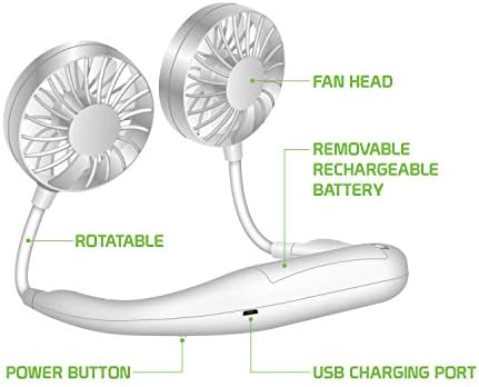 Cellet kihangosító, Hordozható Dupla Oldalon Nyak Tartott Rajongók, Újratölthető USB Akkumulátor Személyes Mini Ventilátor