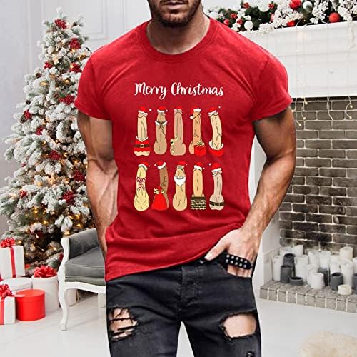 WOCACHI Karácsony Rövid Ujjú T-shirt Mens, Csúnya Karácsonyi Ünnepi Viseletek Vicces Grafikus Edzés Slim Fit Póló Maximum