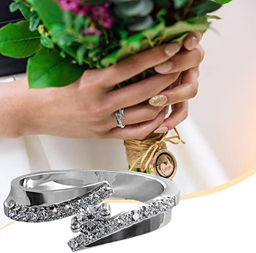 Eljegyzési Kerek Vágott Zircons Nők Esküvői Gyűrű, Ékszerek, Gyűrűk, a Nő Teljes Gyémánt Női Gyűrű Gyémánt Gyűrű Állítható