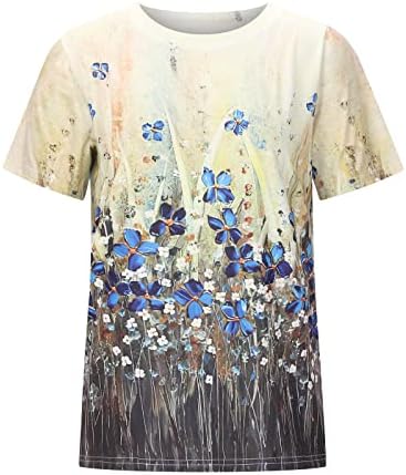 Póló Női ruházat Nyári Őszi Rövid Ujjú Pamut Grafikus Virágos Villásreggeli Blúz Tshirt a Tini Lányok Á